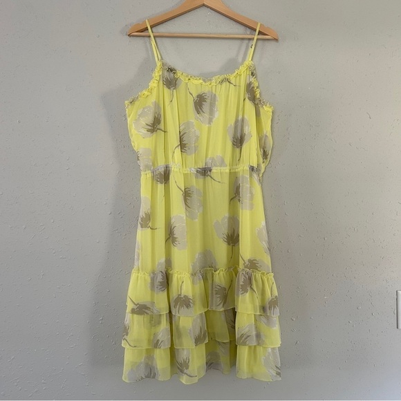 Old Navy Yellow Floral Ruffle Mini Dress Casual Formal Summer Spring XL - Picture 1 of 8